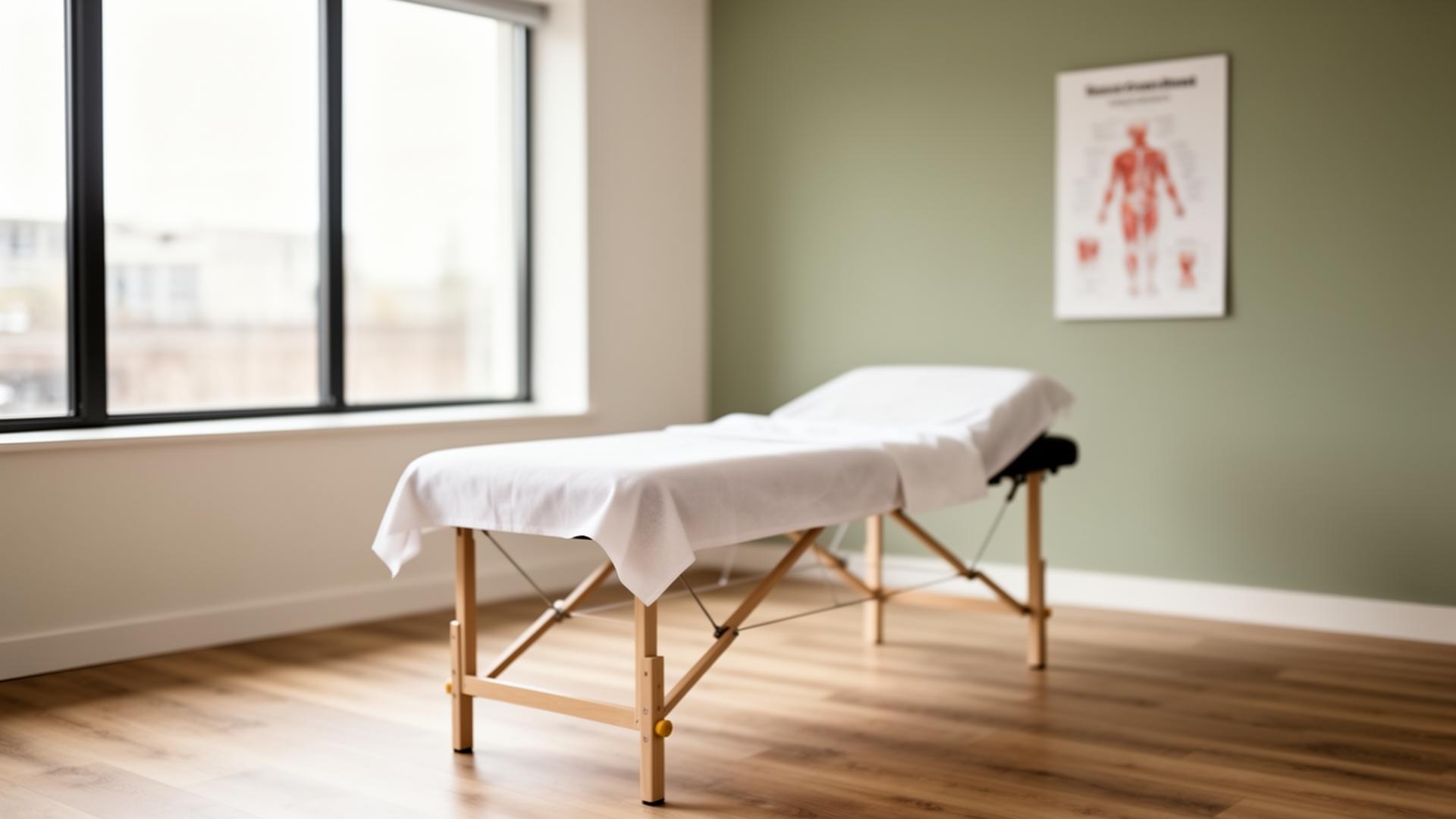 Modern medical massage therapy treatment room